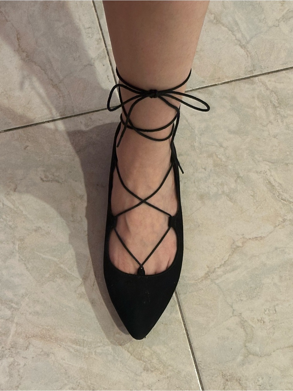 Mossimo Supply Co. Black Lace-Up Pointed Ballet Flat